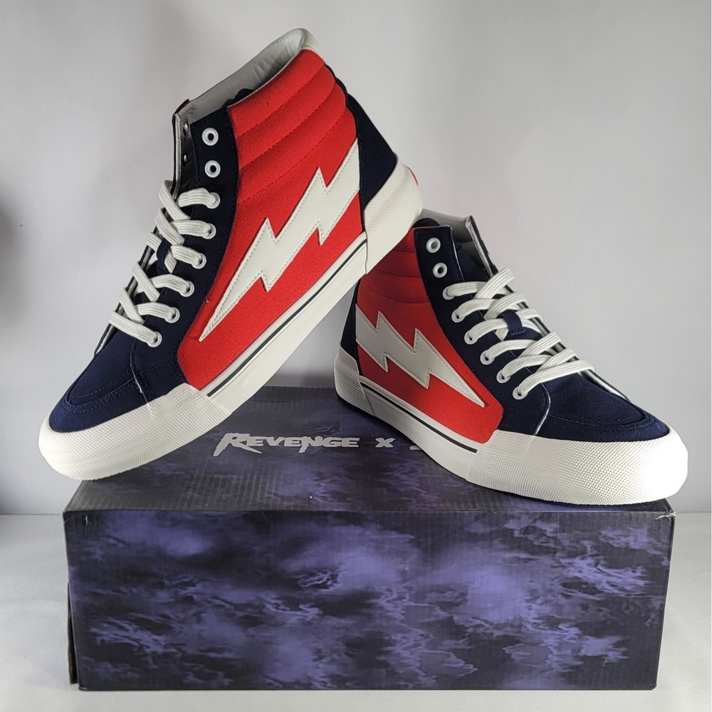 Revenge x Storm Vol 2 High Top Shoes Men's Size 12 Red Navy‎ Lightning Bolt NIB